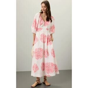 Marie Oliver Ava Pink Floral Cotton Dress Size M